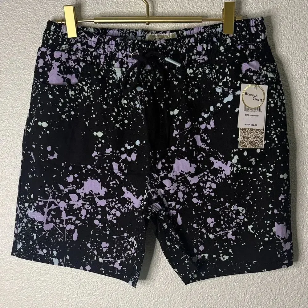 Fresh- Black and Purple Splash Shorts- medium